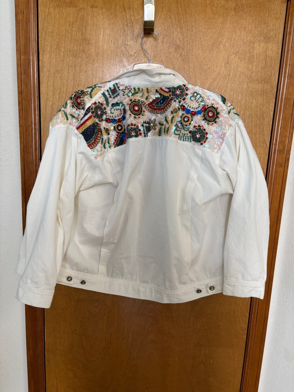 Vintage 90's IB IB DIFFUSION Sequin Beaded Denim Jacket Womens - Picture 2 of 9